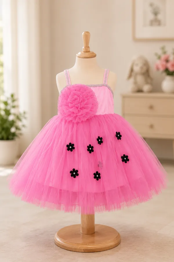 Girls_Pink_Floral_Net_Party_Wear_Frock