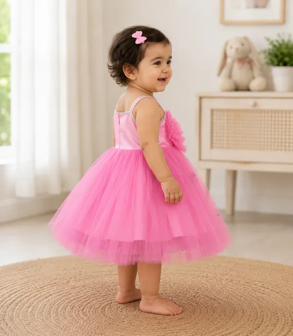 Girls_Pink_Floral_Net_Party_Wear_Frock