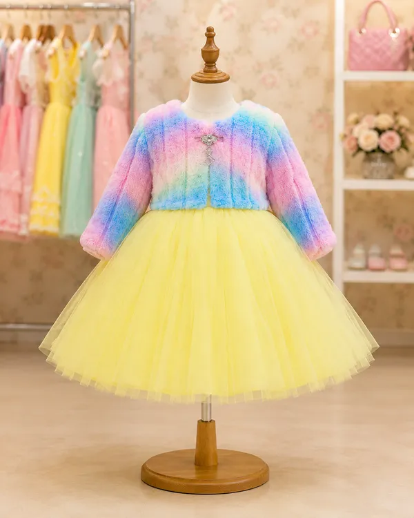 Girls_Rainbow_Pastel_Winter_Party_Wear_Frock