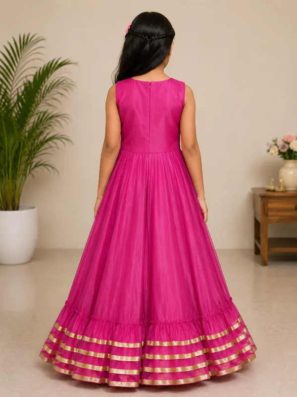 Girls_Rani_Pink_Embroidered_Party_Wear_Gown_(Clearance_Sale)