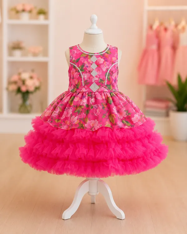 Girls_Rani_Pink_Floral_Party_Wear_Frock