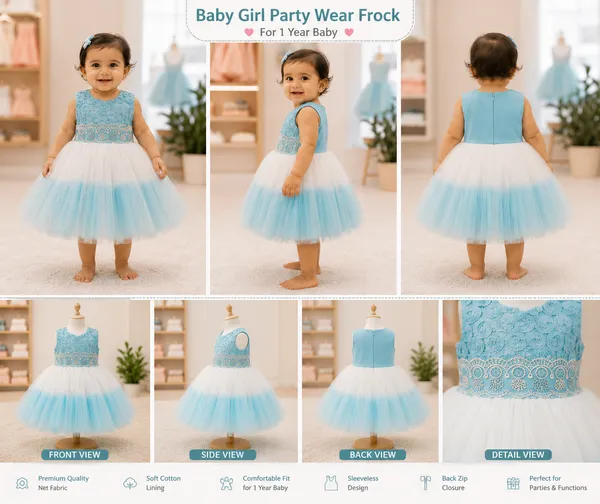 Girls_Sky_Blue_&_White_Party_Wear_Net_Frock