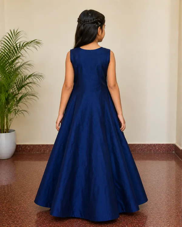 Girls_Teal_&_Navy_Blue_Embroidered_Party_Wear_Gown_(Clearance_Sale)