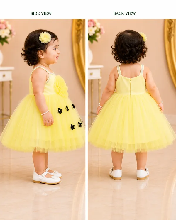 Girls_Yellow_Floral_Net_Party_Wear_Frock