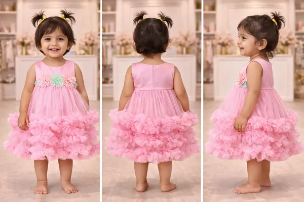 Pink_Ruffled_Party_Dress_For_Girls_With_Floral_Embellishments