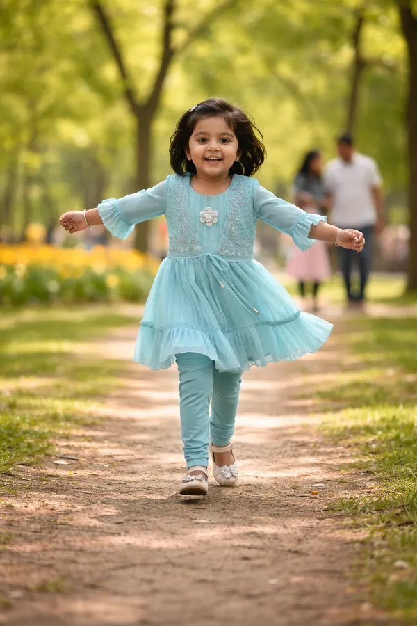 Girls_Light_Blue_Embroidered_Dress_With_Leggings_Set