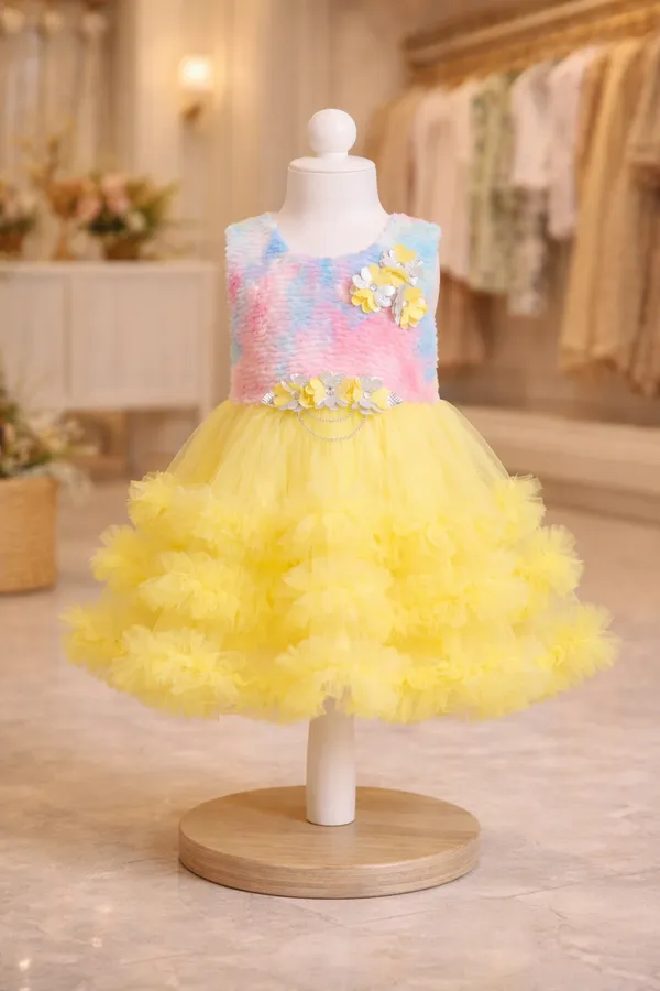 Girls_Yellow_Tulle_Dress_With_Pink_Gradient_Bodice_And_Floral_Embellishments