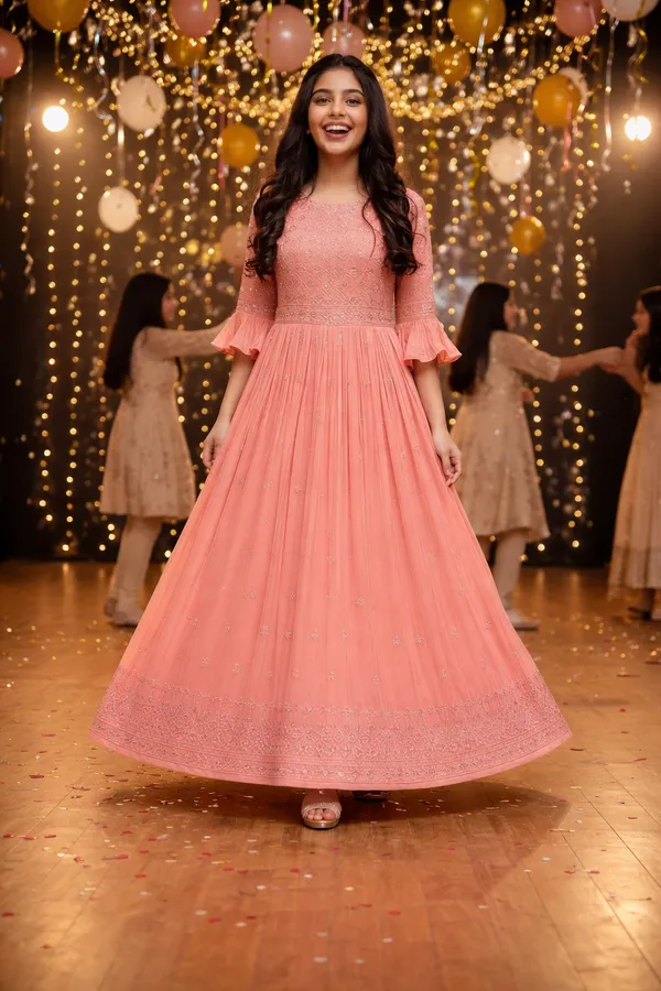 Pink_Embroidered_Anarkali_Gown_With_Flared_Sleeves