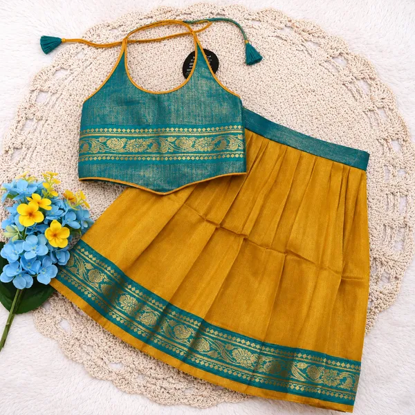 Teal_Traditional_Pattu_Pavadai_Ethnic_Dress_For_Baby_Girls