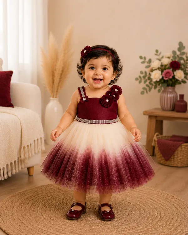 Maroon_Ombre_Floral_Princess_Party_Wear_Dress