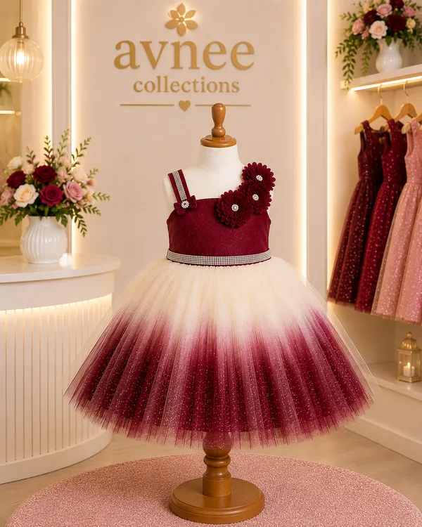 Maroon_Ombre_Floral_Princess_Party_Wear_Dress