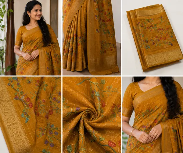 Mustard_Gold_Floral_Printed_Saree