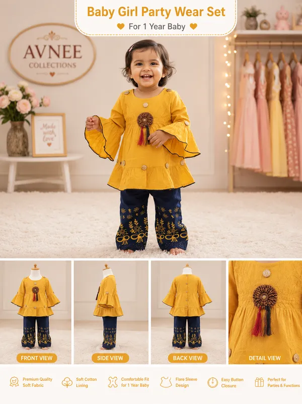 Mustard_Yellow_Kurti_&_Navy_Embroidered_Palazzo_Set