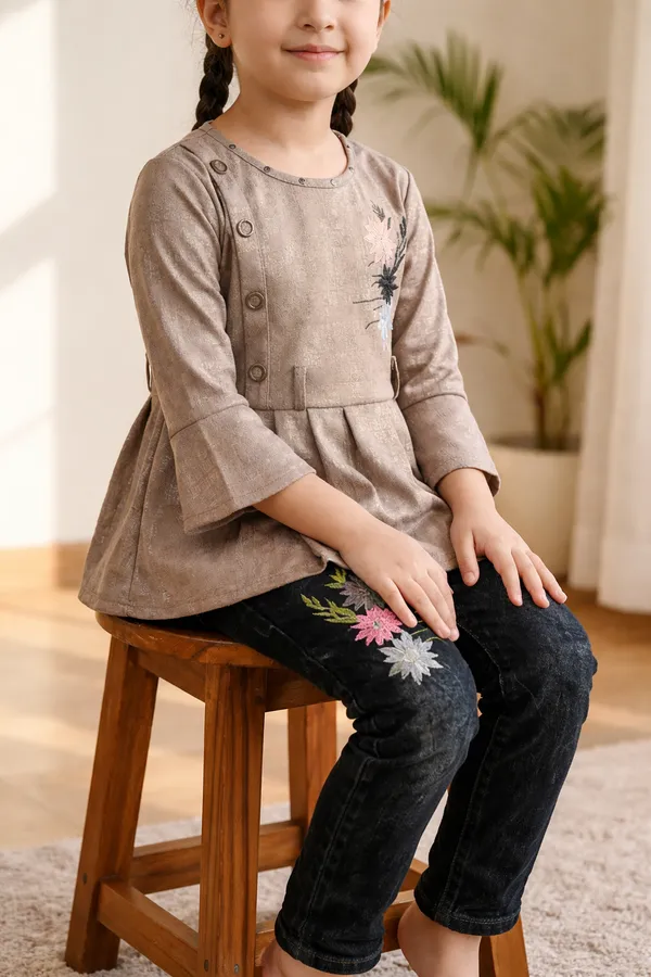 Girls_Beige_Floral_Embroidered_Peplum_Top_And_Black_Pants_Set