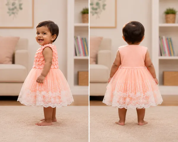 Peach_Floral_Applique_Party_Wear_Dress_with_Lace_Hem