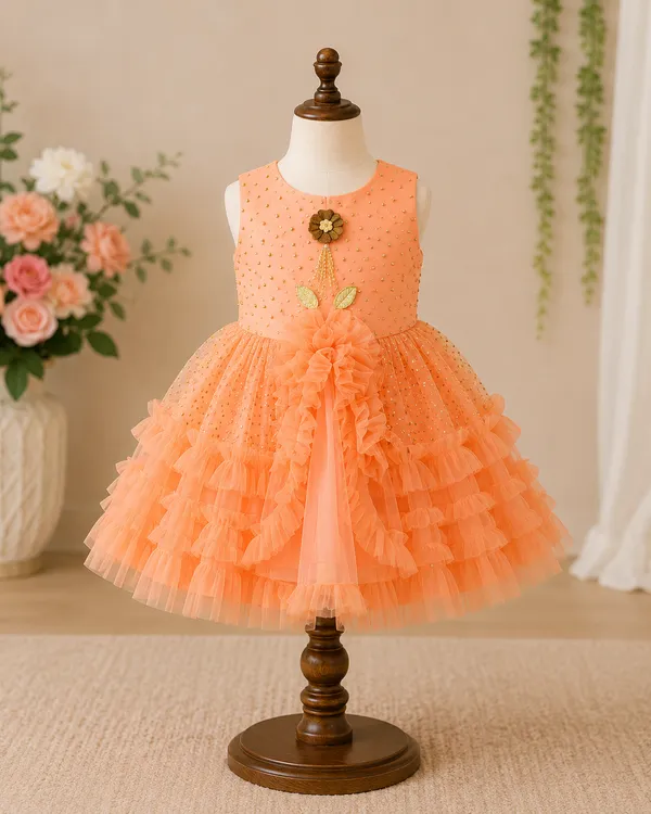 Peach_Pearl_Embellished_Layered_Princess_Party_Wear_Frock