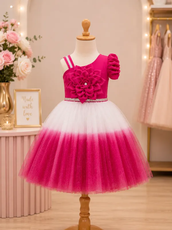 Pink_Ombre_Floral_Party_Wear_Frock_for_Girls_|_Elegant_One_Shoulder_Princess_Dress