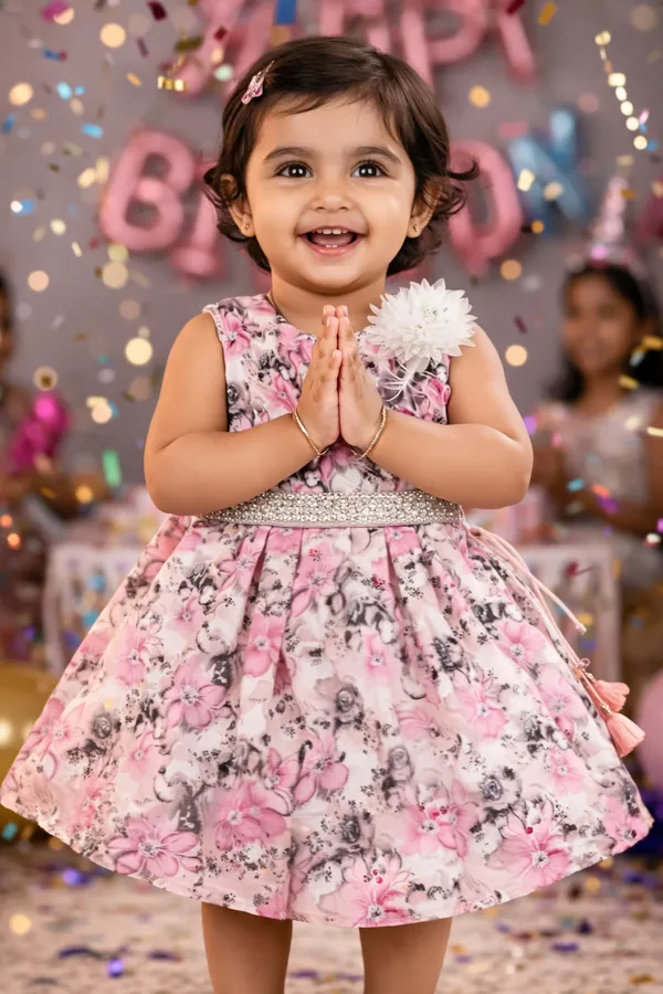 Floral_Print_Party_Dress_For_Baby_Girls_-_Pink