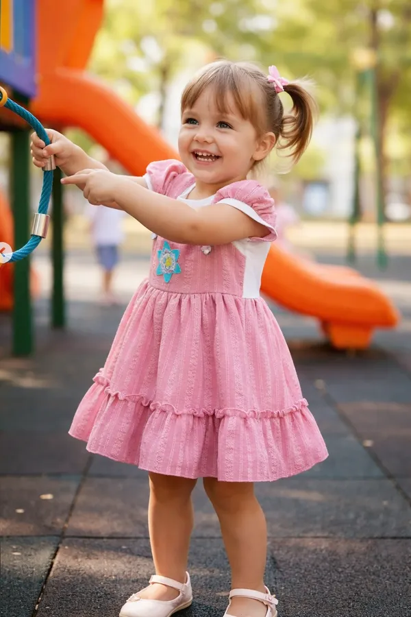 Girls_Pink_Ruffle_Dress_With_Floral_Applique