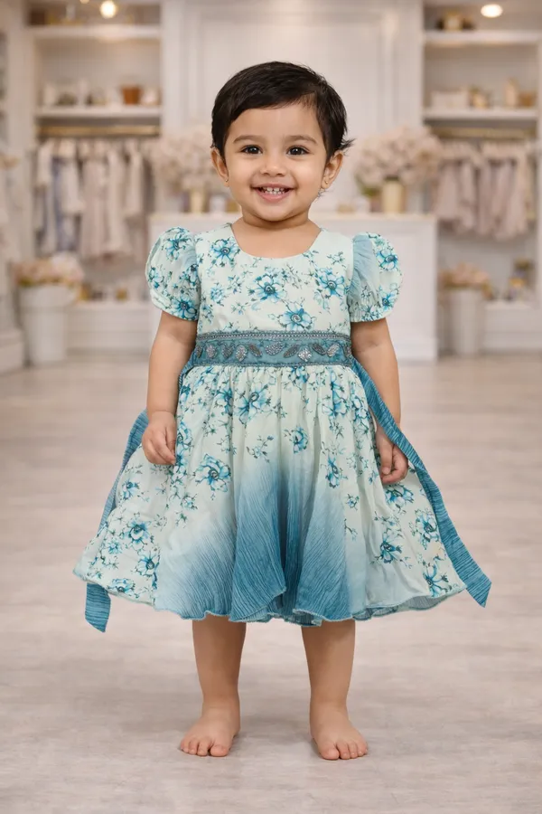 Blue_Floral_Print_Baby_Girl_Dress_With_Puff_Sleeves_And_Bow_Detail