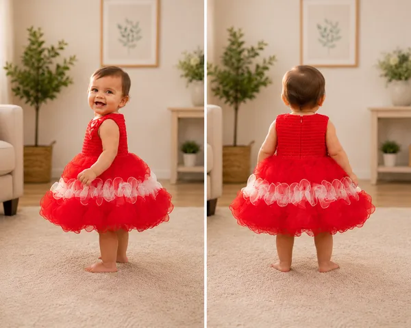 Red_Layered_Ruffle_Party_Wear_Frock_with_Floral_Brooch