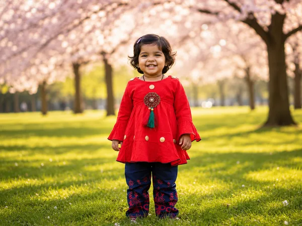 Red_Peplum_Kurti_&_Navy_Embroidered_Palazzo_Set_for_Girls