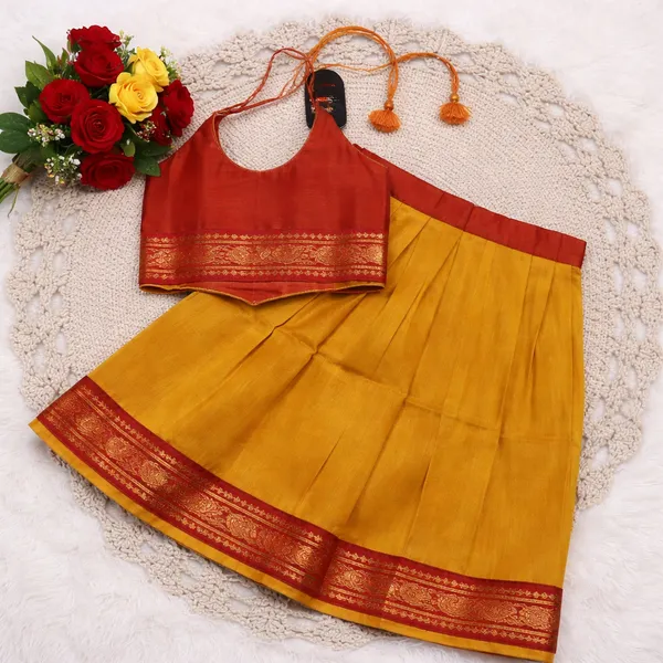 Red/Maroon_Traditional_Sleeveless_Pattu_Pavadai_Ethnic_Dress_For_Baby_Girls