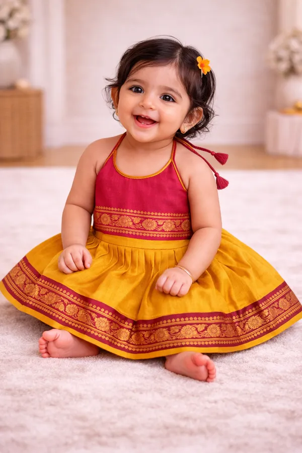 Red_Traditional_Sleeveless_Pattu_Pavadai_Ethnic_Dress_For_Baby_Girls