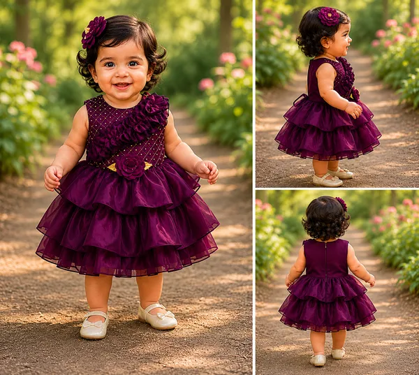 399/-_Sale_:_Royal_Wine_Purple_Layered_Princess_Party_Wear_Frock_-_NR