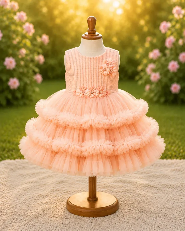 Girls_Peach_Princess_Party_Wear_Frock