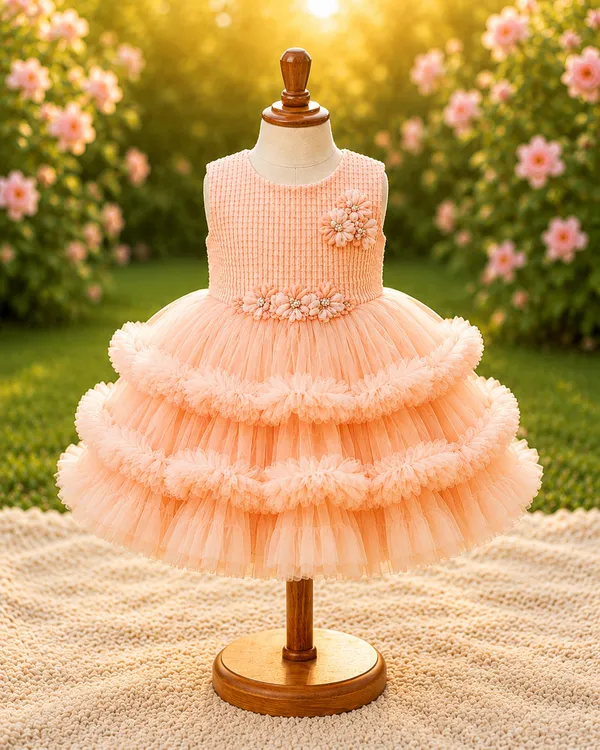 Girls_Peach_Princess_Party_Wear_Frock