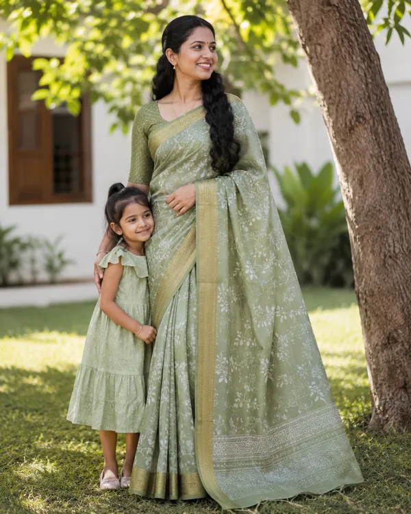 Sage_Green_Floral_Printed_Saree