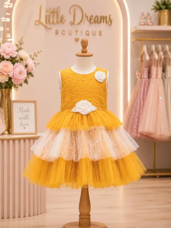 Sunflower_Yellow_Layered_Party_Wear_Frock
