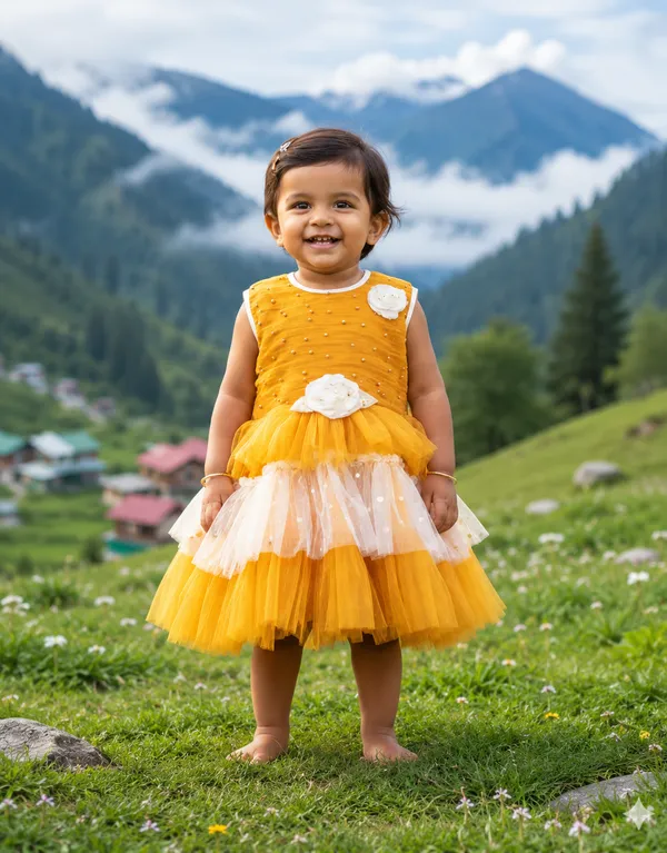 Sunflower_Yellow_Layered_Party_Wear_Frock