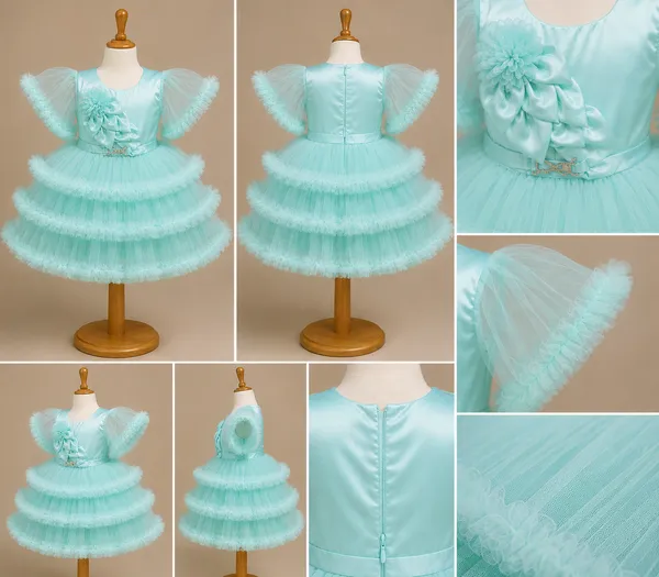 Teal_Ruffle_Tulle_Floral_Princess_Party_Wear_Dress