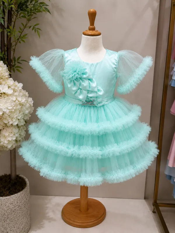Teal_Ruffle_Tulle_Floral_Princess_Party_Wear_Dress