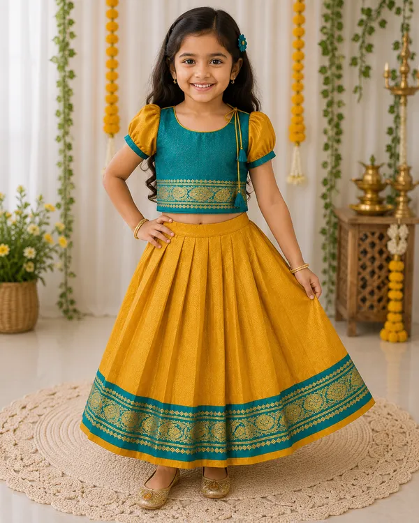 Teal_Traditional_Pattu_Pavadai_Ethnic_Dress_For_Baby_Girls