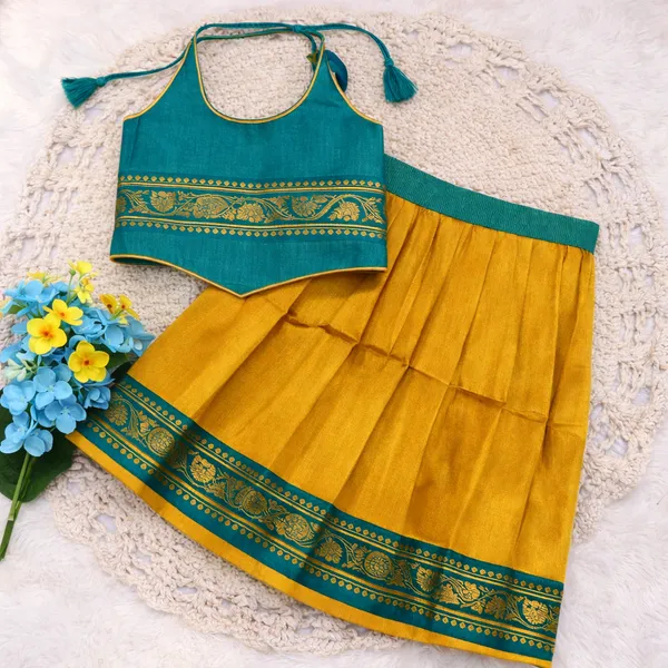 Teal_Traditional_Sleeveless_Pattu_Pavadai_Ethnic_Dress_For_Baby_Girls