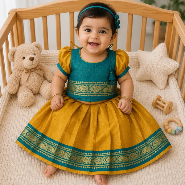 Teal_Traditional_Sleeveless_Pattu_Pavadai_Ethnic_Dress_For_Baby_Girls