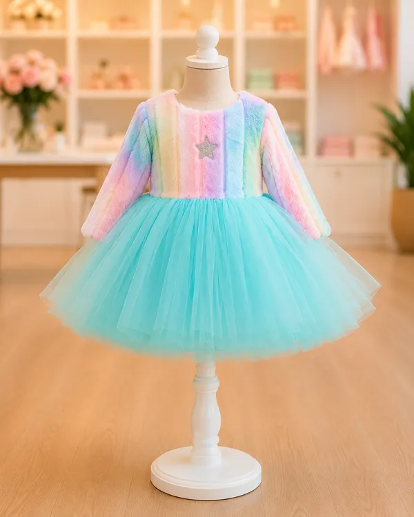 Girls_Rainbow_Pastel_Winter_Party_Wear_Frock