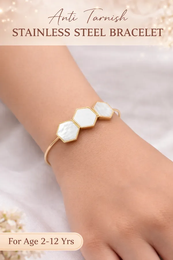 Anti-Tarnish_Stainless_Steel_Hexagon_Shell_Bracelet_For_Kids