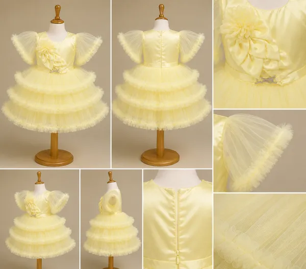 Yellow_Ruffle_Tulle_Floral_Princess_Party_Wear_Dress