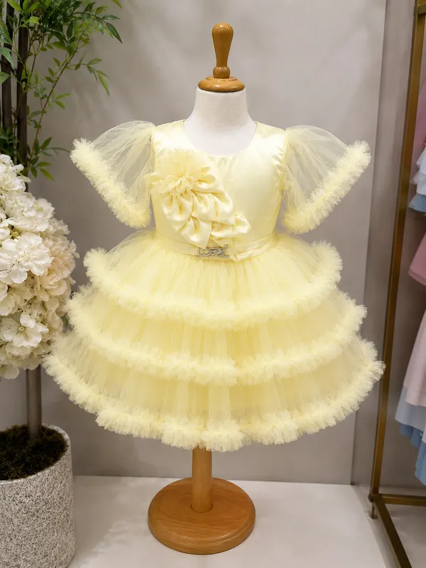 Yellow_Ruffle_Tulle_Floral_Princess_Party_Wear_Dress
