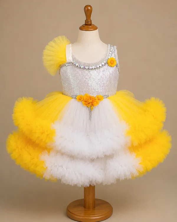 Yellow_&_White_Ruffle_Tulle_Sparkle_Princess_Party_Wear_Dress