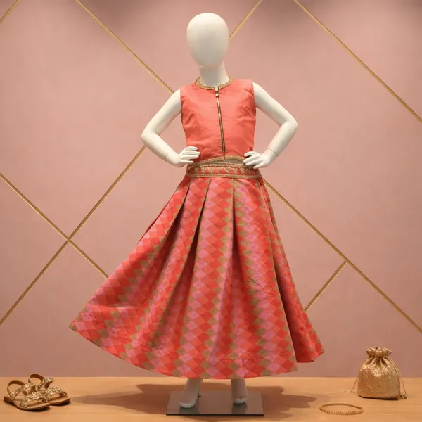 Girls_Coral_Pink_Embellished_Lehenga_Choli_Set