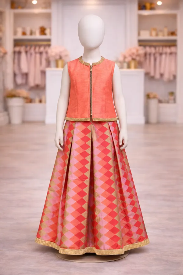Girls_Coral_Pink_Embellished_Lehenga_Choli_Set
