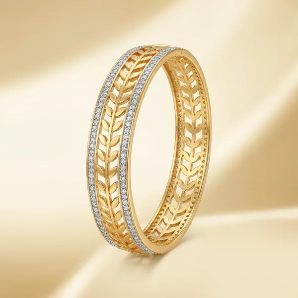 Gold-Toned_Leaf_Pattern_Openwork_Bangle