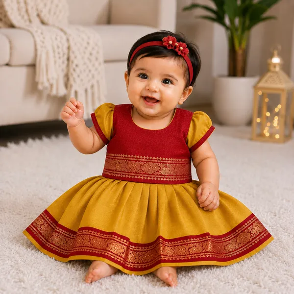 Red/Maroon_Traditional_Pattu_Pavadai_Ethnic_Dress_For_Baby_Girls