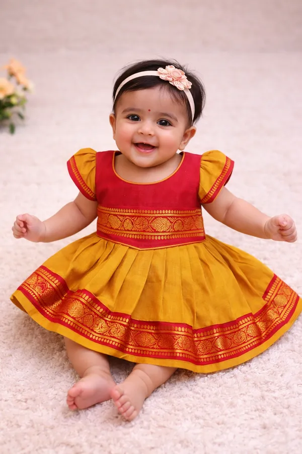 Red/Maroon_Traditional_Pattu_Pavadai_Ethnic_Dress_For_Baby_Girls