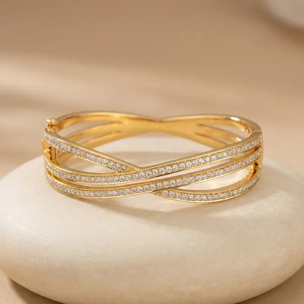 Elegant_Gold-Toned_Multi-Layered_Bangle_With_Sparkling_Detailing
